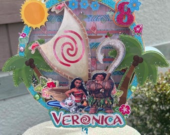 Island Adventure Cake Topper – Personalized Tropical Birthday Decor Ocean Theme Party Decoration