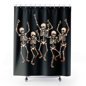 Dancing Skeletons Creepy Haunted House Skeleton Spooky Halloween Party Decorations Trick Or Treat Home Decor Scary Bathroom Shower Curtains