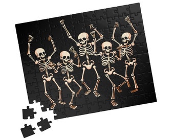 Vintage Cemetery Dancing Skeleton Wooden Jigsaw Puzzle - 1000 Pieces - Bold & Vibrant Art