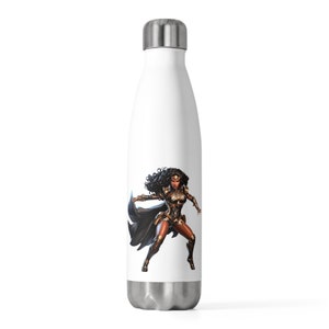 Black Shero Super Woman Comic Badass Action Figure Held Graphic Novel Wonder Geschenke für Frauen Mädchen Reisen 20 Unzen isolierte Wasserflasche