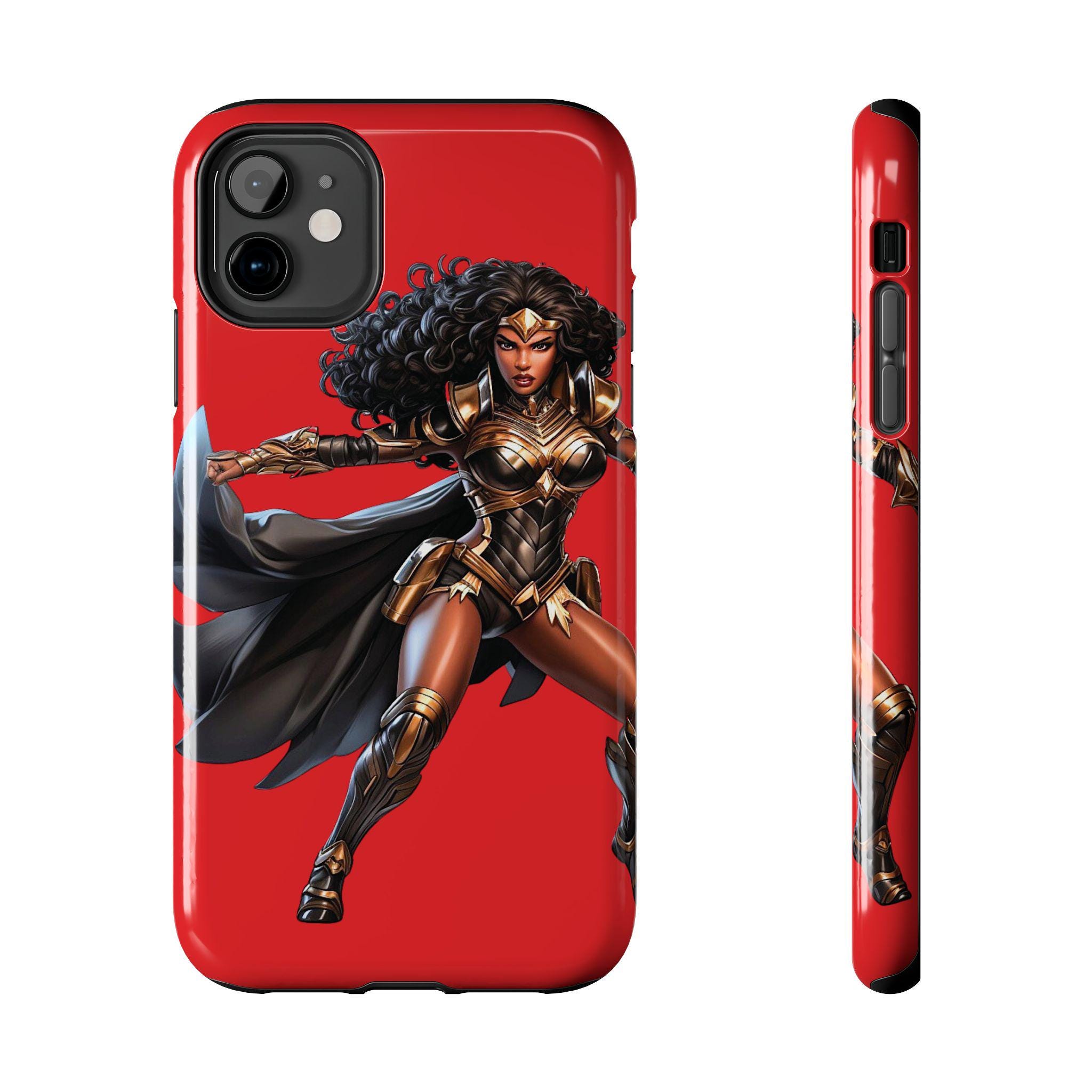 Superhero Phone Case Gifts For Women Girls and Girlfriends Badass Black Super Woman Action Figure Graphic Novel Comic Book Wonder Case - Red