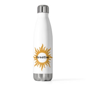 Breathe Calming Meditation Relaxation Zen Spiritual Inspiration Soothing Self Care Gifts for Women Summer Boho 20oz Insulated Water Bottle