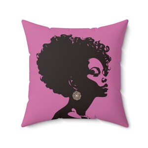 Beautiful Black Woman Silhouette Art Print Housewarming Gift For Women Mom Girlfriends Living Room Bedroom Decor Accent Throw Pillow - Pink