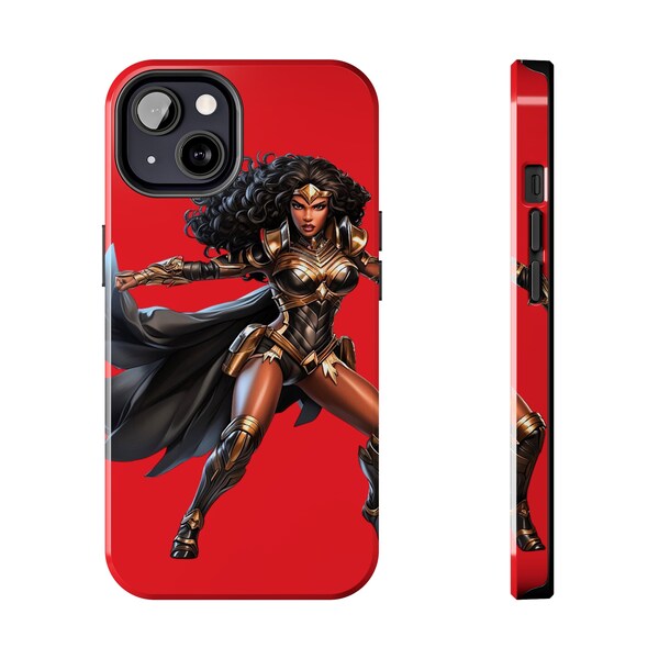 Black Shero Super Woman Comic Book Badass Action Figure Hero Graphic Novel Wonder Gifts for Women and Girls Tough Phone Cases - Red