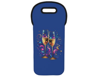Copas de champán para brindis, celebración, fiesta, aniversario de boda, regalos para cumpleaños 30, 40, 50, 60, 70 y 80, bonita bolsa de vino, color azul