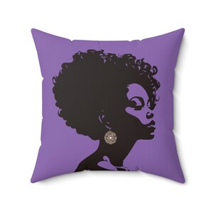 Beautiful Black Woman Silhouette Art Print Housewarming Gift For Women Mom Girlfriend Living Room Bedroom Decor Accent Throw Pillow - Purple