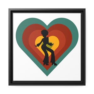 Let&#39;s Boogie Funky Town Disco Heart 70&#39;s Style Get Down Do The Hustle Retro Housewarming Gifts Groovy 1970s Black Frame Wall Art - White