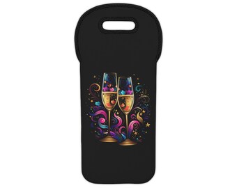 Copas de champán para brindar, celebrar fiestas, bodas, aniversarios, regalos de cumpleaños 30, 40, 50, 60, 70 y 80, bonita bolsa de vino, color negro