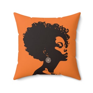 Beautiful Black Woman Silhouette Art Print Housewarming Gift For Women Mom Girlfriend Living Room Bedroom Decor Accent Throw Pillow - Crusta