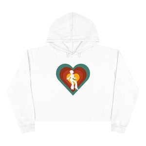 Summertime Funky Town I Love Disco Heart 70&#39;s Style Get Down Boogie Do The Hustle Retro Gifts for Women And Girlfriends Groovy Crop Hoodie