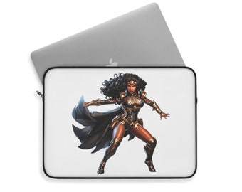 Black Shero Super Woman Comic Book Badass Action Figure Hero Graphic Novel Wonder Gifts for Women Girls Laptop Sleeve Travel Case - White
