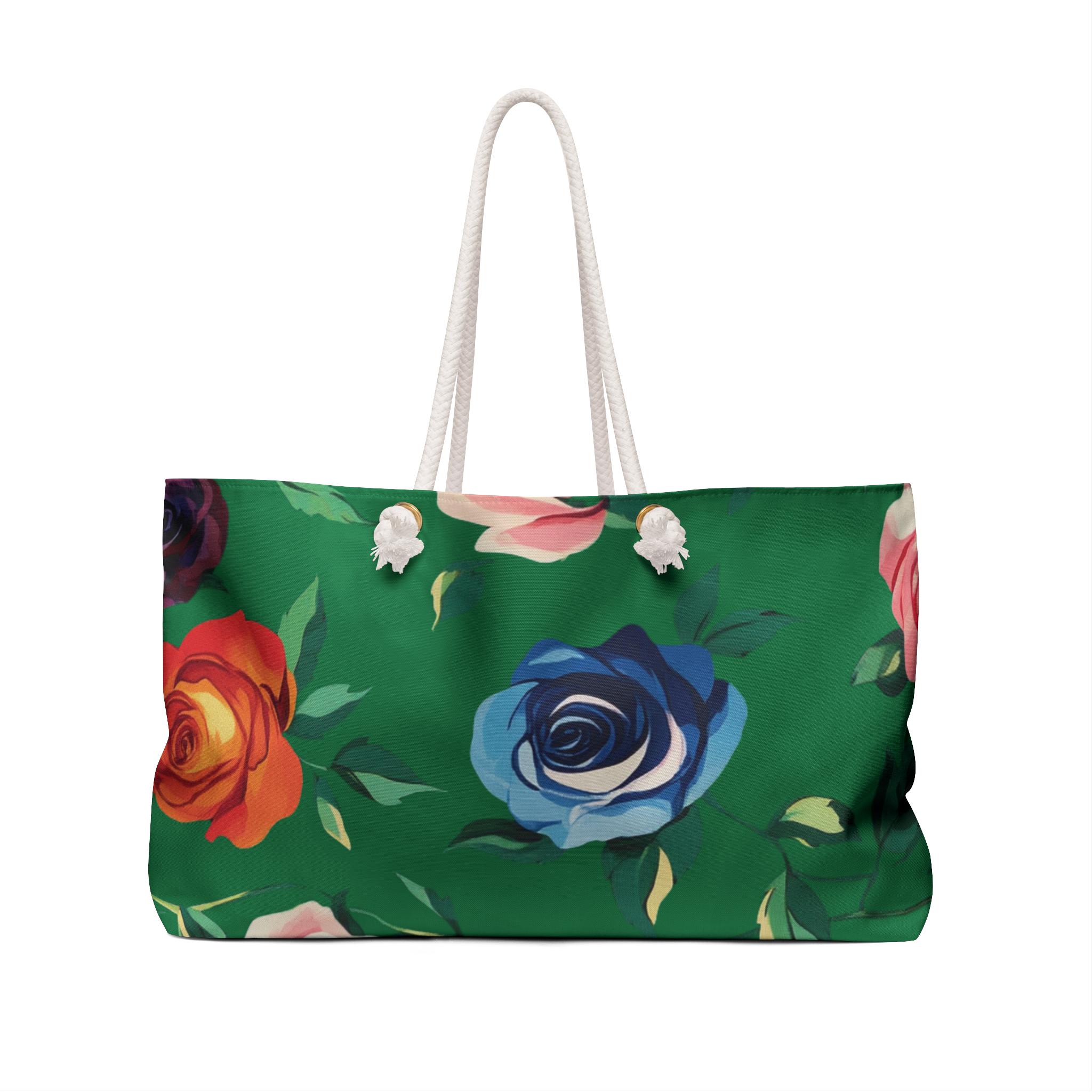 Colorful Roses Travel Tote Multicolor Red Yellow Pink Blue Rose