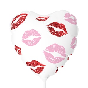 Red and Pink Lips Valentine&#39;s Day Decor Galentines Day Romantic Gifts For Women Mom Girlfriend Balloon (Round and Heart-shaped), 11&quot; - White
