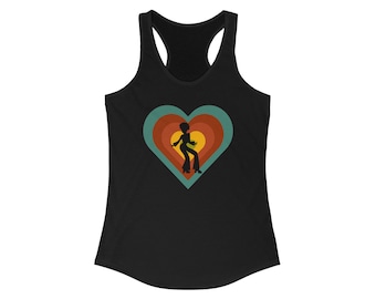 Let's Boogie Funky Town I Love Disco 70's Style Get Down Do The Hustle 1970s Clothing Retro Gifts for Women Women's Ideal Racerback Tank