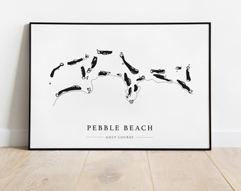 Pebble Beach | California | Landscape | Golf Course Map, Golf Graphic, Golf Gift, Course Layout | Physical Print