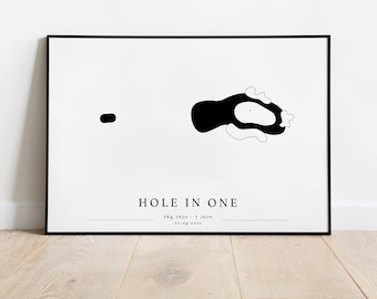 Custom Hole in One Golf Print – Personalized Golf Map Wall Art, Aerial Design, Unique Golf Gift