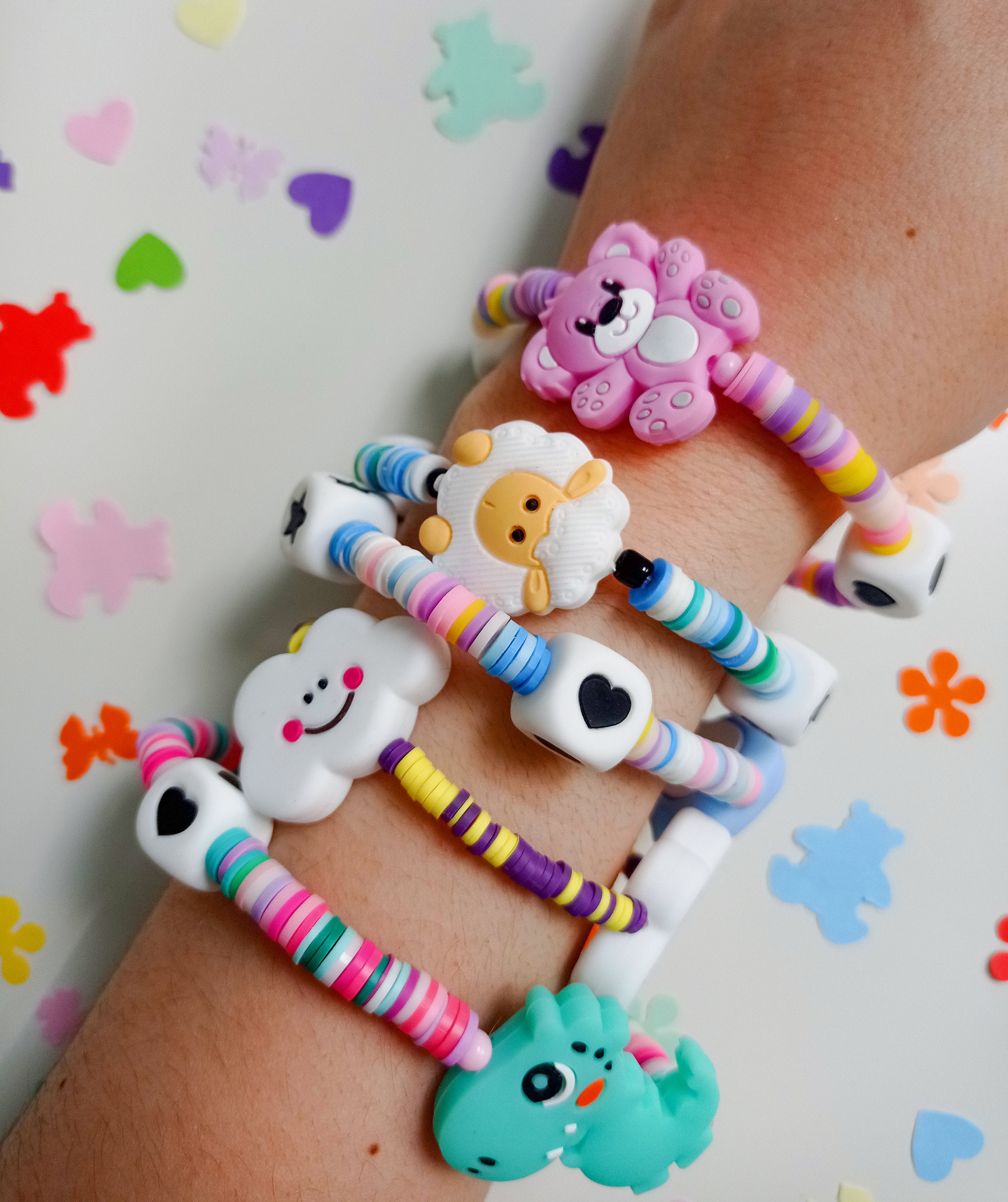 Kawaii Decora Bracelet, Cute Heishi Bracelet, Rainbow Beaded