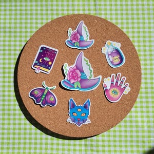 Heksenstickerset, stickers met een heksenthema, feeënstickers, Halloweenstickers, cottagecore heksenstickers, tarot.