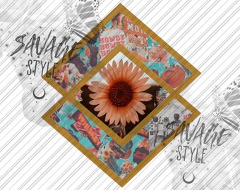 Western Sunflower design, PNG file, Sublimation