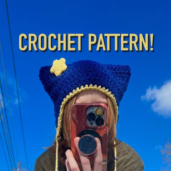 PATRON AU CROCHET - Bonnet Star Cat