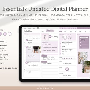 Purple Simple Undated Digital Planner, Landscape Aesthetic Planner, Minimalist Digital Planner Goodnotes, iPad Pro Planner, Android Planner