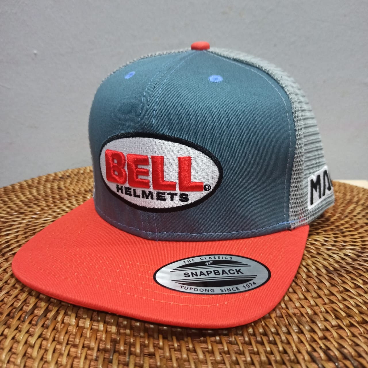 Trucker Hat Helmet Blue Vintage 3 Orange Bell Etsy - Patch Logo