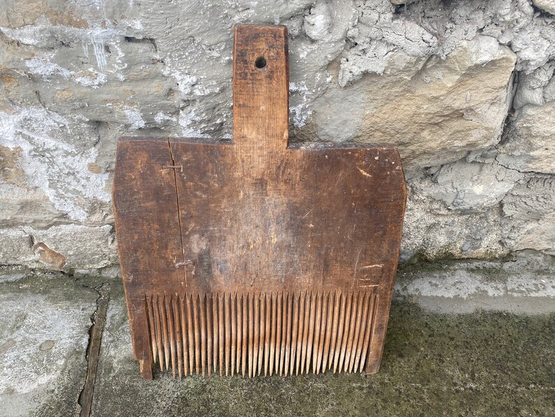 Antique wool comb - wooden carder wool - Farmhouse - Home decor - Rustic Decor shops #24