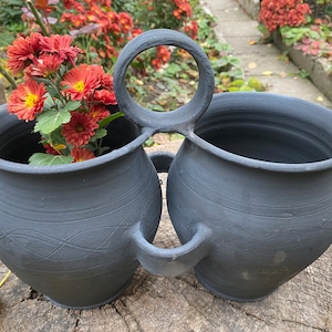 Black pot - ceramic pitcher - milk jug ewer - Pottery vessel - Farmhouse - Home decor - Rustic Decor #214