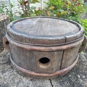 Antique wooden barrel - Old primitive bowl - Farmhouse - Home decor - Rustic Decor