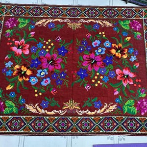 80.7&quot; x 106.2&quot; Antique embroidered carpet - Traditional ukrainian woolen rug - Farmhouse - Home decor - Rustic Decor #1