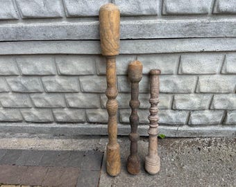 Set of 3 Antique wooden pestles - Farmhouse - Home decor - Rustic Decor