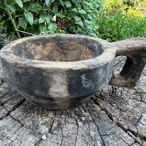 アンティーク木製スコップ - ひしゃく - 民族柄杓 - 素朴なシャベル - 農家風 - 家の装飾 - 素朴な装飾 #14