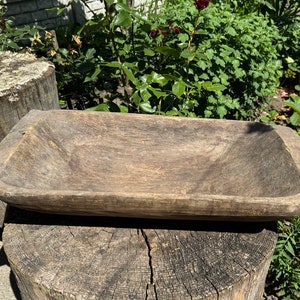 26.3&quot; x 13.9&quot; Antique wooden dough bowl - Primitive handcrafted linden tree basket - Farmhouse - Home decor - Rustic Decor #8