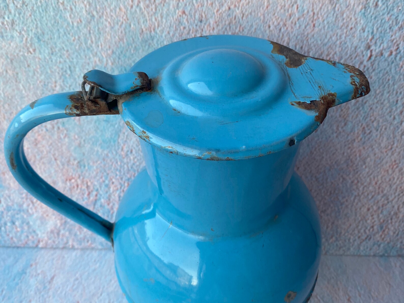 Enamel Blue Kettle Vintage Tea Pot Teapot Kitchen Decor Etsy