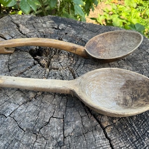 2 Antique wooden spoons - Rustic shovels / scoops - Farmhouse - Home decor - Rustic Decor