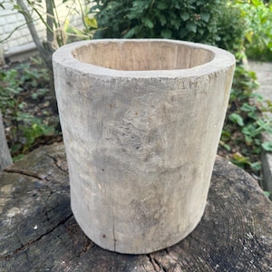 Mortier en bois antique - Tonneau ethnique - Bol en charme - Ferme - Décoration d'intérieur - Décoration rustique #19