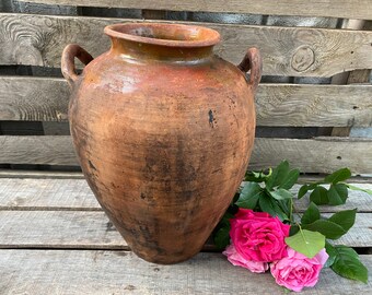 Antique pot - ceramic pitcher - milk jug ewer - Pottery vessel - Farmhouse - Home decor - Rustic Decor #145