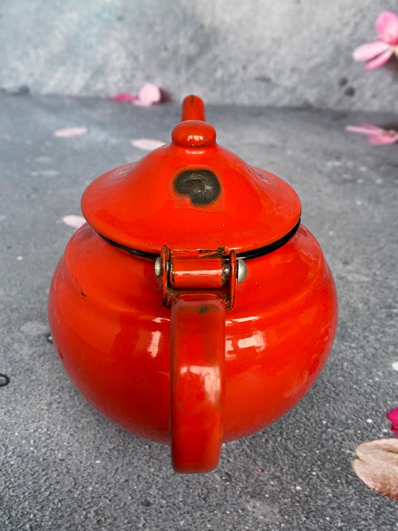 Enamel Kettle Vintage Tea Pot Teapot Kitchen Decor Etsy