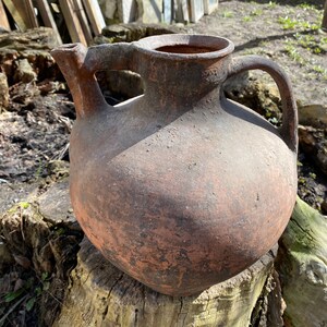 Antique black pot - ceramic pitcher - milk jug ewer - Pottery vessel - Farmhouse - Home decor - Rustic Decor #126