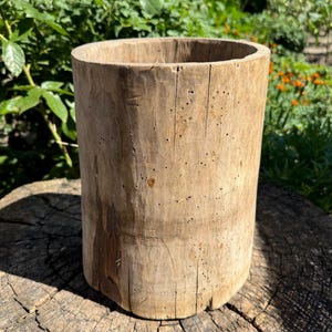 Mortier en bois ancien - tonneau ethnique - bol en charme - ferme - décoration intérieure - décoration rustique n°12
