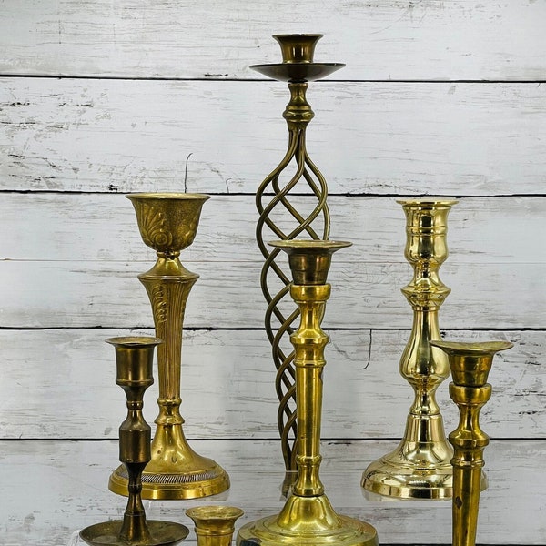 Vintage Gold Candlesticks | Eclectic Brass Candle Sticks