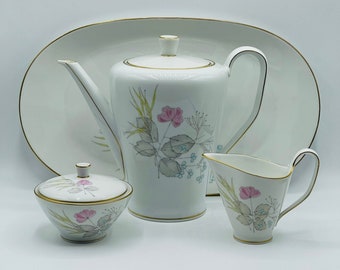 Rosenthal China  Tea Pot Set | Art Deco Porcelain Coffee Set | West German Pottery  Antique Tea Set with Tray