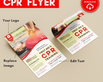CPR Training Flyer: Editable First Aid Canva Template (8.5 x 14 Inches)