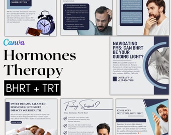Hormone Therapy Instagram Templates: BHRT + TRT Canva Marketing