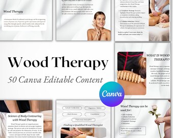 Wood Therapy Instagram Template: 50 Canva Editable Posts