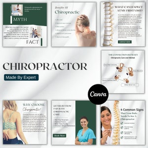 50 Chiropractor Social Media Posts | Editable Canva Templates, chiropractic doctor, medical care business, chiropractic Instagram
