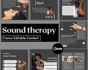 Plantillas de redes sociales para sanación con sonido: diseños personalizables de Canva