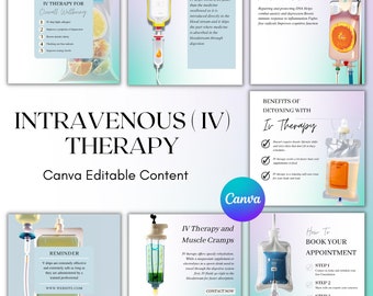 IV Therapy Instagram Templates - intravenous  Canva Editable Templates