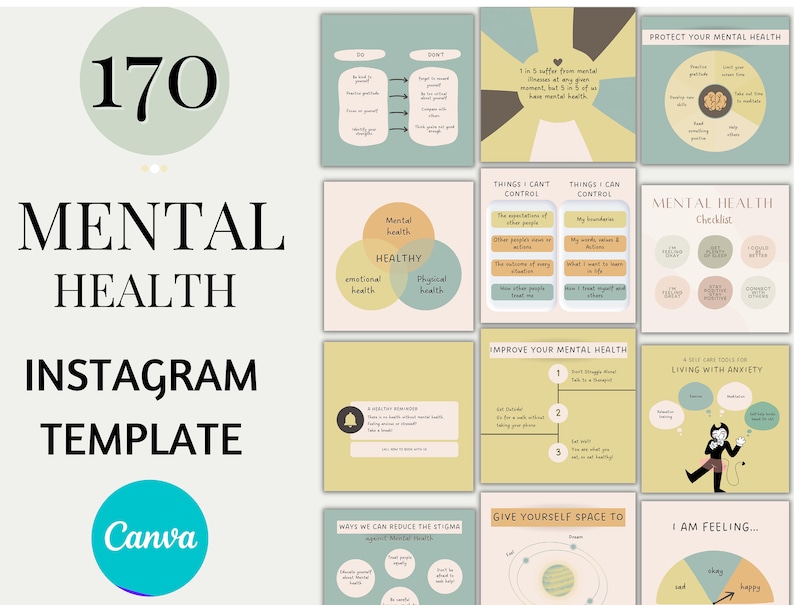 170 Mental Health Instagram Post Templates - Canva Social Media ...