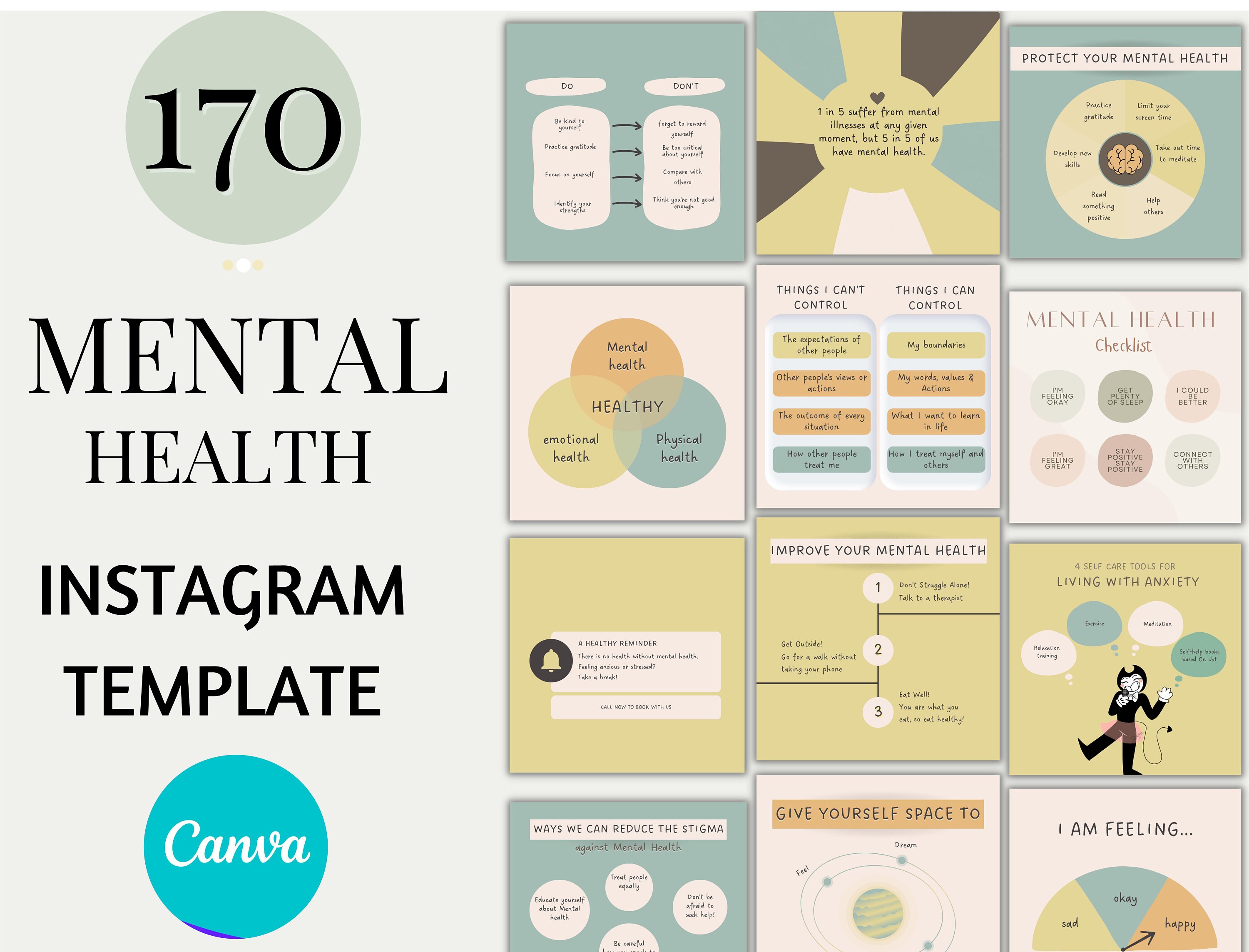 170 Mental Health Instagram Post Templates - Canva Social Media ...